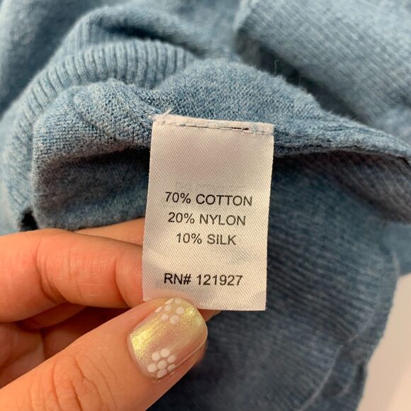 Johnnie-o Bailey Sweater Mens L Large Metal-Blue Quarter Zip Cotton Nylon Silk - Picture 9 of 12